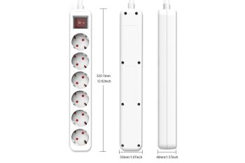 Socket strip, 6-way, with switch, GS, CE, white, cable length 1.30m